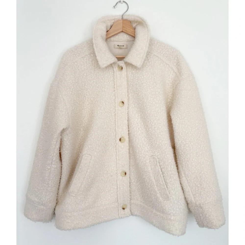Madewell ||‎ Boucle Bomber Jacket Cream Ivory Medium